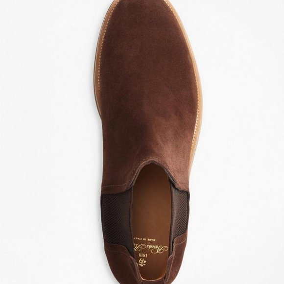 Brooks Brothers Men\'s Brown Suede Chelsea Boots Made in Italy 11.5M - New in Box main image 4